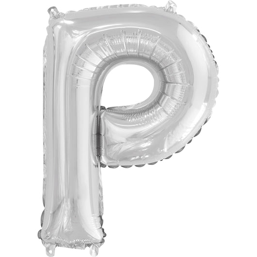 Silver Letter P Shaped Foil Balloon 14