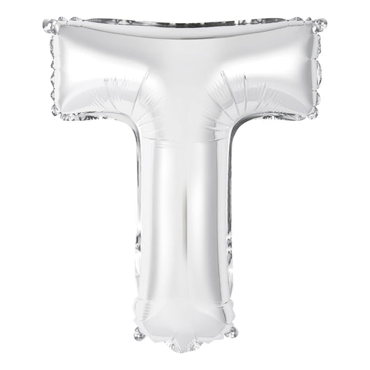 Silver Letter T Shaped Foil Balloon 14