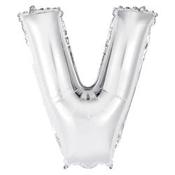 Silver Letter V Shaped Foil Balloon 14