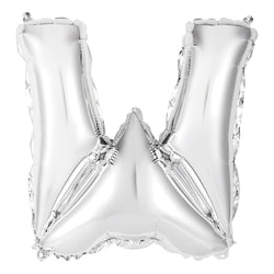 Silver Letter W Shaped Foil Balloon 14