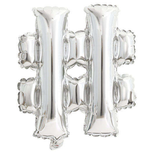 Silver Letter # Shaped Foil Balloon 14