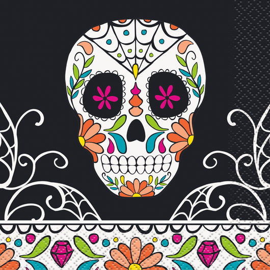 Skull Day of the Dead Beverage Napkins, 24ct