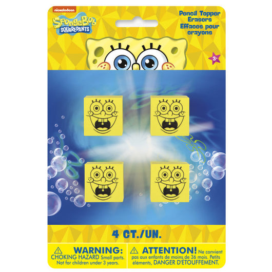 SpongeBob SquarePants Pencil Top Erasers, 4ct