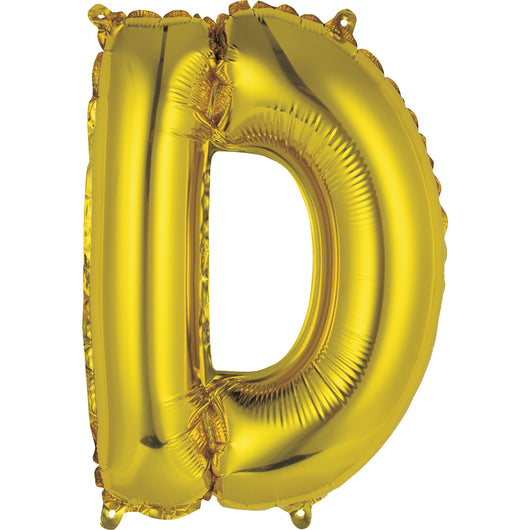Gold Letter D Shaped Foil Balloon 14