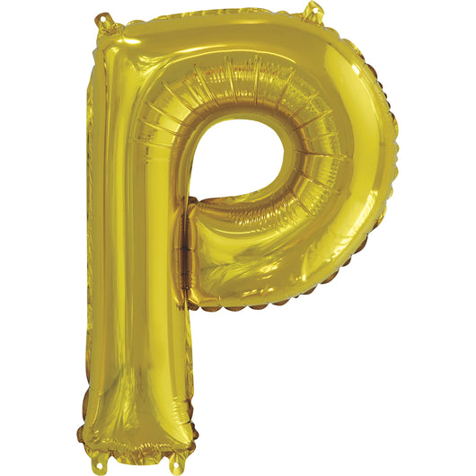 Gold Letter P Shaped Foil Balloon 14