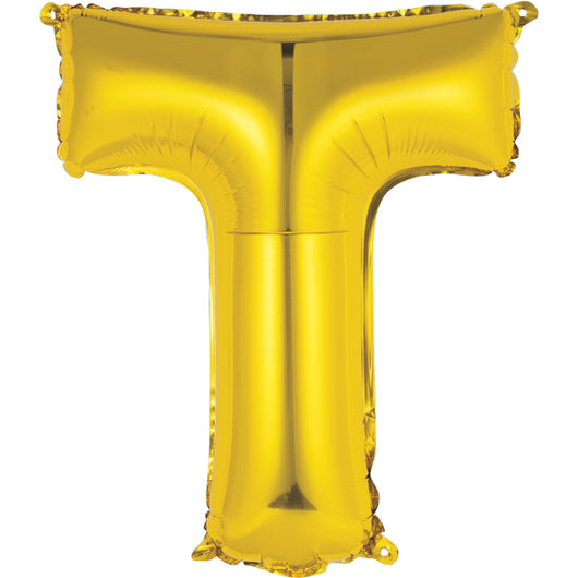 Gold Letter T Shaped Foil Balloon 14