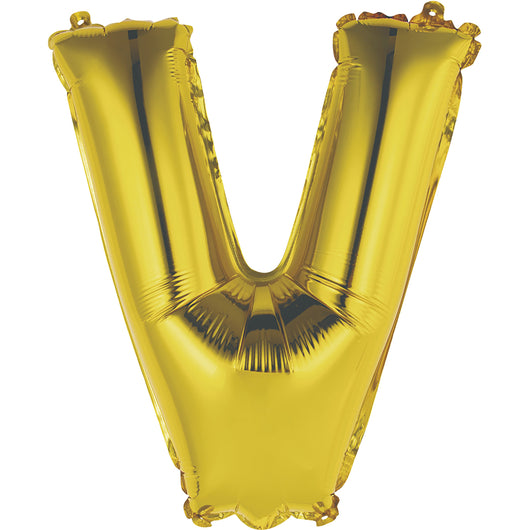 Gold Letter V Shaped Foil Balloon 14