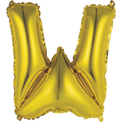 Gold Letter W Shaped Foil Balloon 14