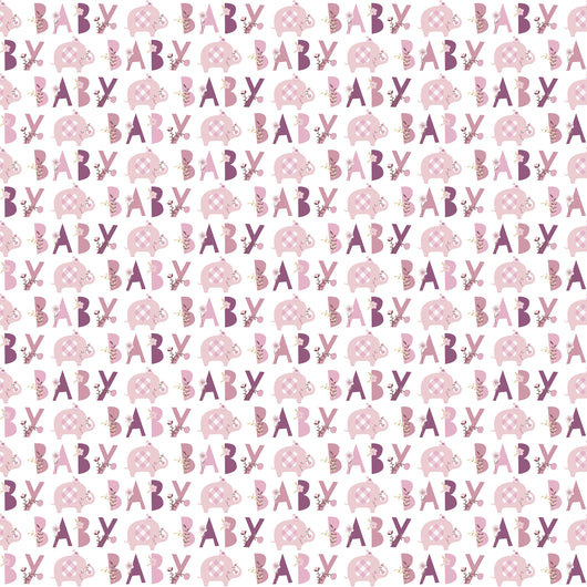Pink Floral Elephant Gift Wrap 30