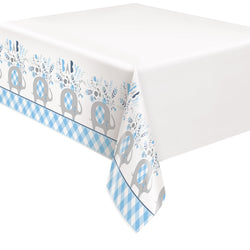 Blue Floral Elephant Plastic Table Cover, 54