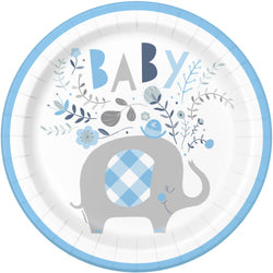 Blue Floral Elephant Round 9