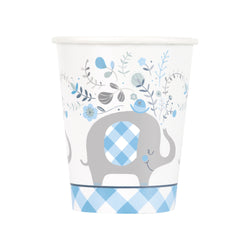 Blue Floral Elephant 9oz Paper Cups, 8ct