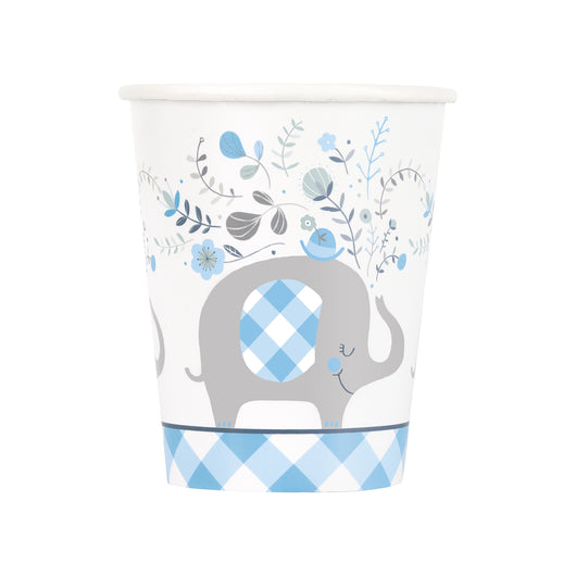 Blue Floral Elephant 9oz Paper Cups, 8ct
