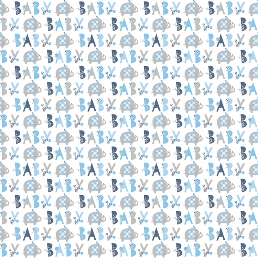 Blue Floral Elephant Gift Wrap 30