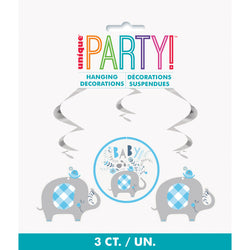 Blue Floral Elephant Hanging Swirl Decorations, 26