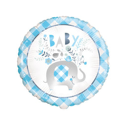 Blue Floral Elephant Round Foil Balloon 18