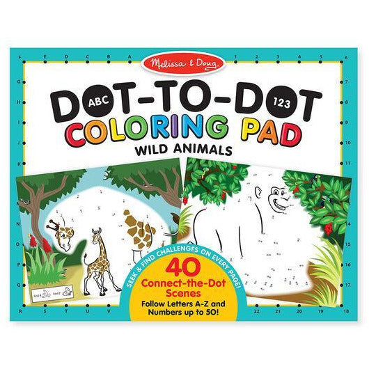 Melissa & Doug ABC - 123 Dot-to-Dot Coloring Pad - Wild Animals (20)