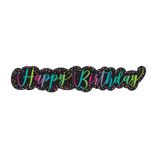 Neon Script Happy Birthday Giant Jointed Banner, 4.5 ft
