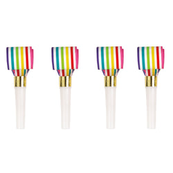 Rainbow Stripe Squawker Blowouts, 8ct