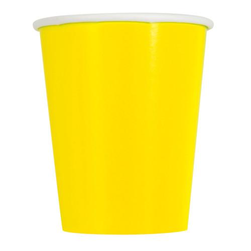 Neon Yellow Solid 9oz Paper Cups, 14ct