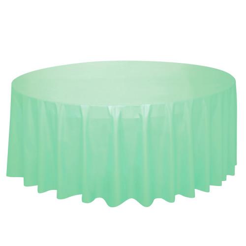 Mint Solid Round Plastic Table Cover, 84